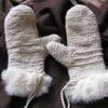 Woollen gloves lined with rabbit fur (Ingunn)